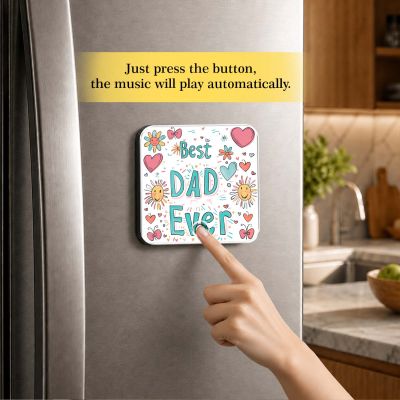 Best Dad Ever Musical Fridge Magnet Quote Printed Rechargeable with Type-C USB Charging Dad Room & Office Decor